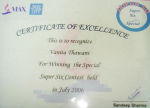 Certificate of excellence